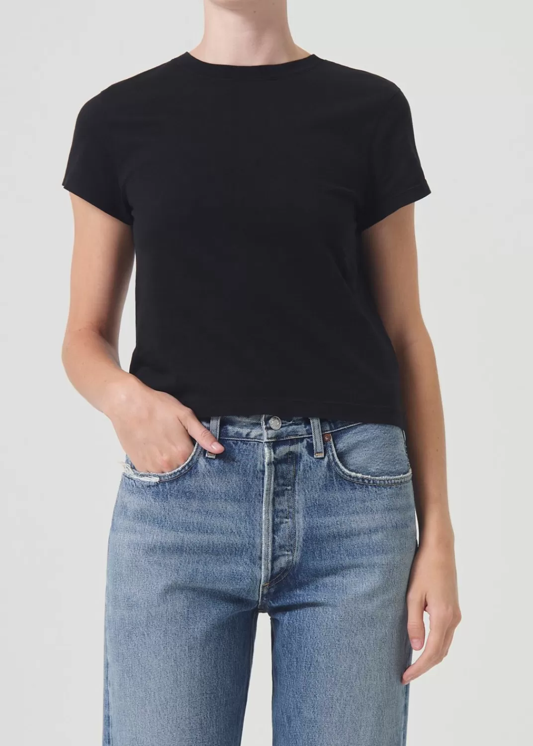 Flash Sale AGOLDE Adine Shrunken Tee In Black