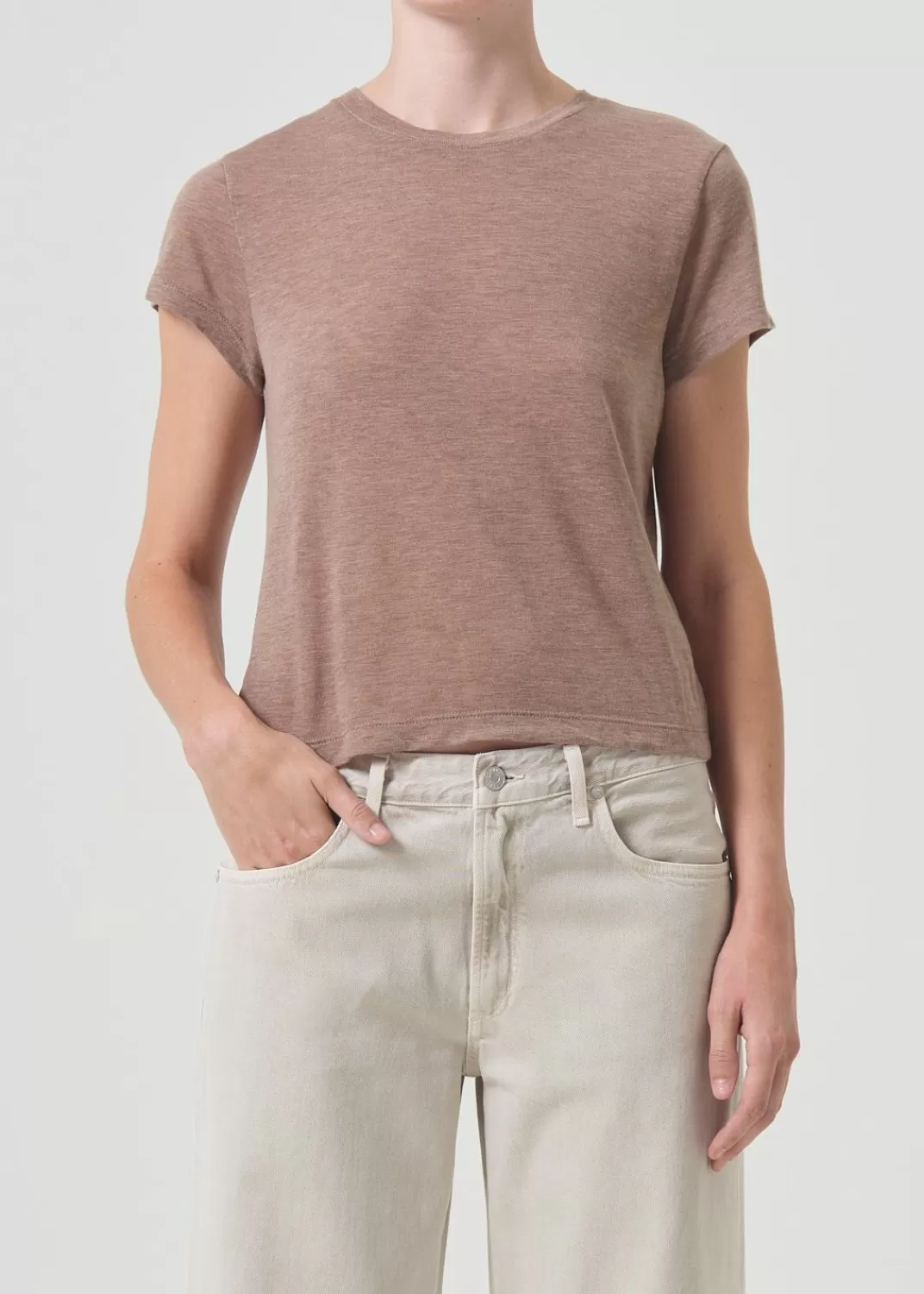 Sale AGOLDE Adine Shrunken Tee In Chai Heather