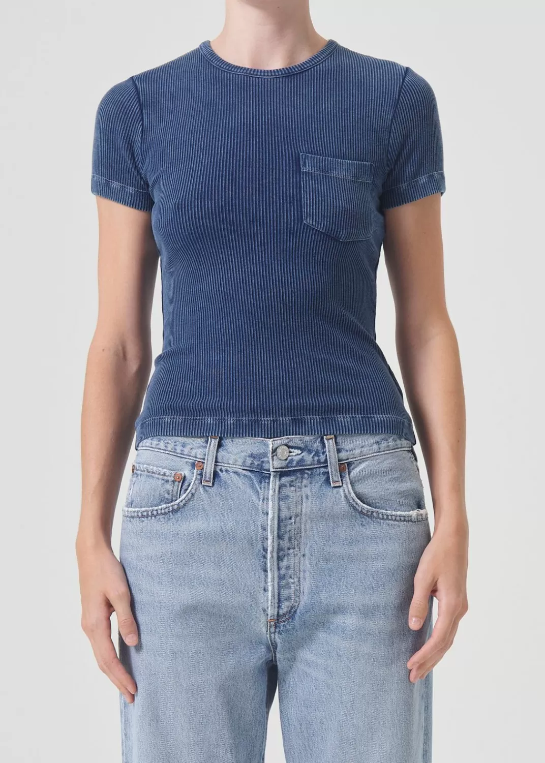 Flash Sale AGOLDE Arlo Rib Pocket Tee In Indigo