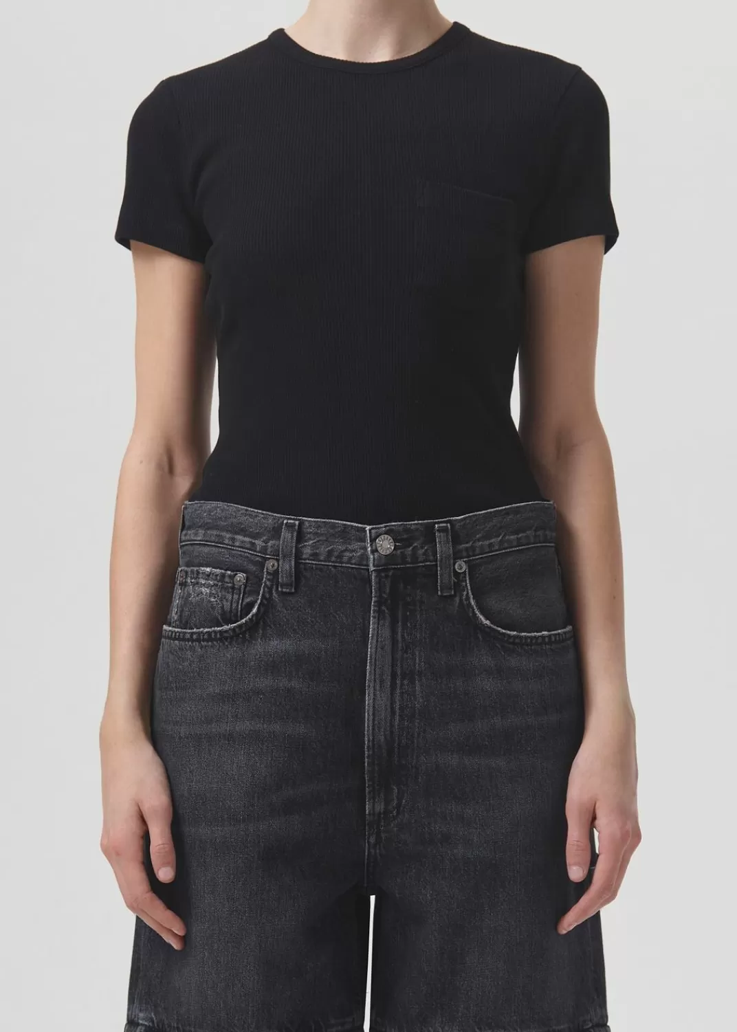 Outlet AGOLDE Arlo Rib Tee In Black