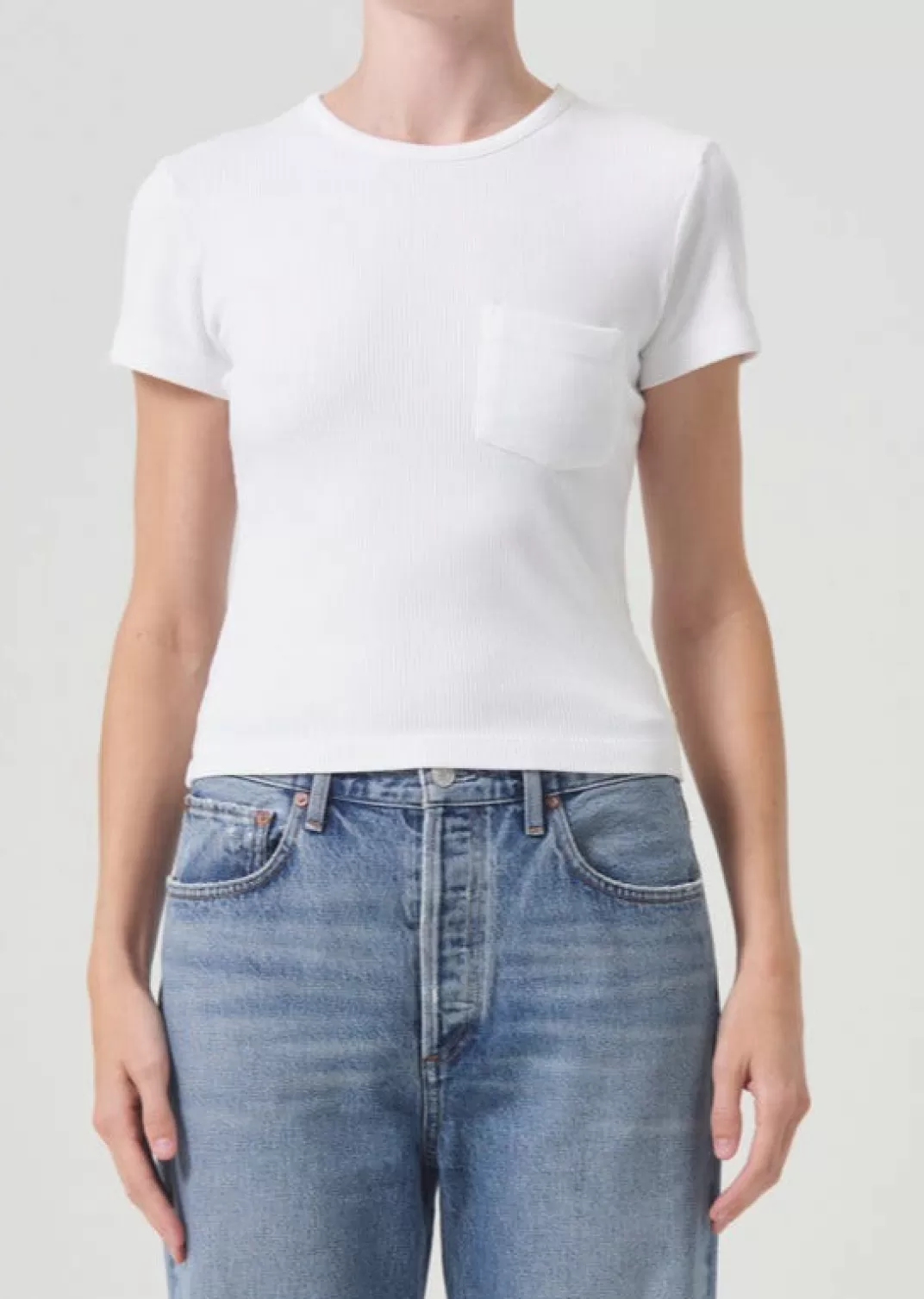 Shop AGOLDE Arlo Rib Tee In White