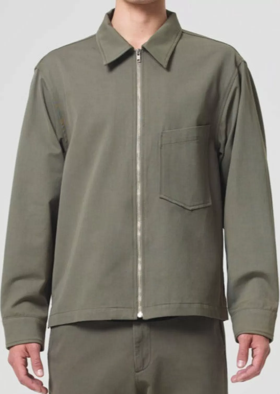 New AGOLDE Atlas Zip Shirt In Moss