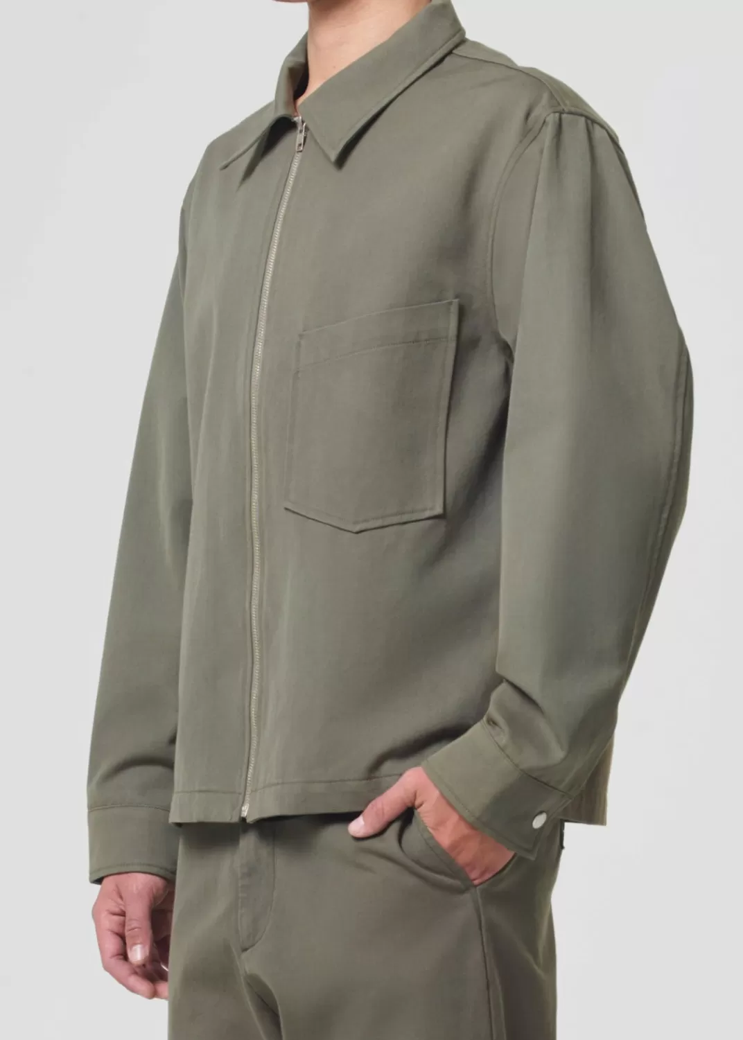 New AGOLDE Atlas Zip Shirt In Moss