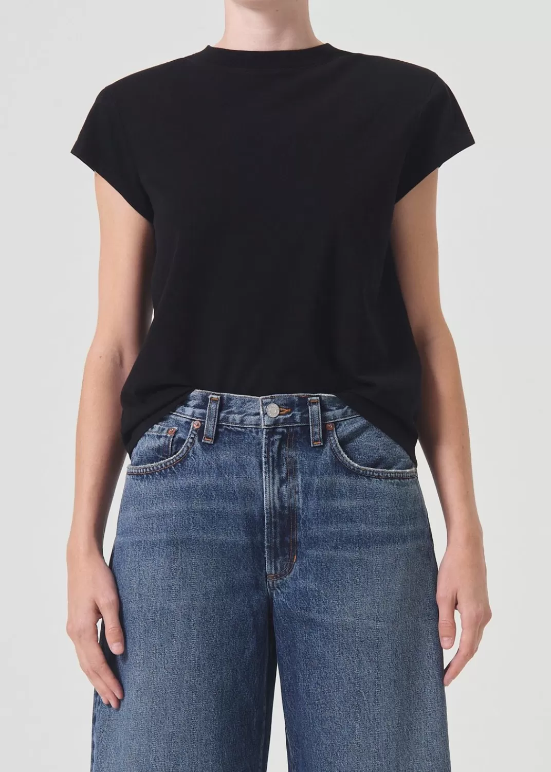 Best Sale AGOLDE Bryce Shoulder Pad Tee In Black