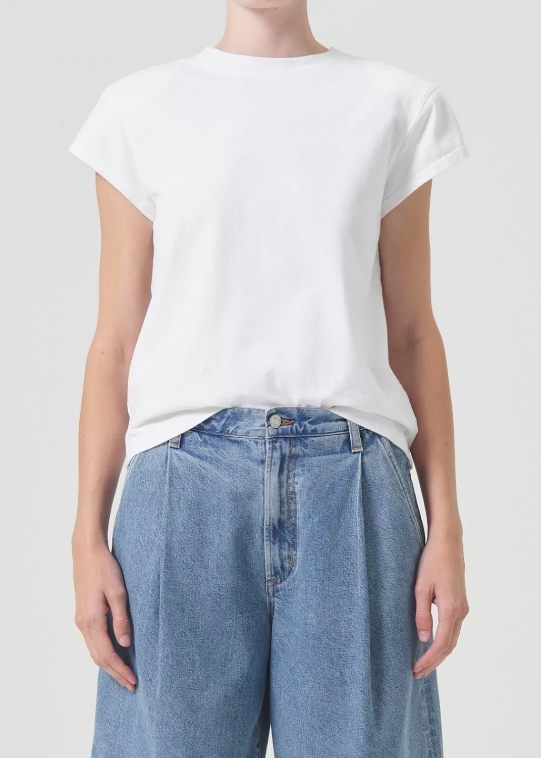 Online AGOLDE Bryce Shoulder Pad Tee In White