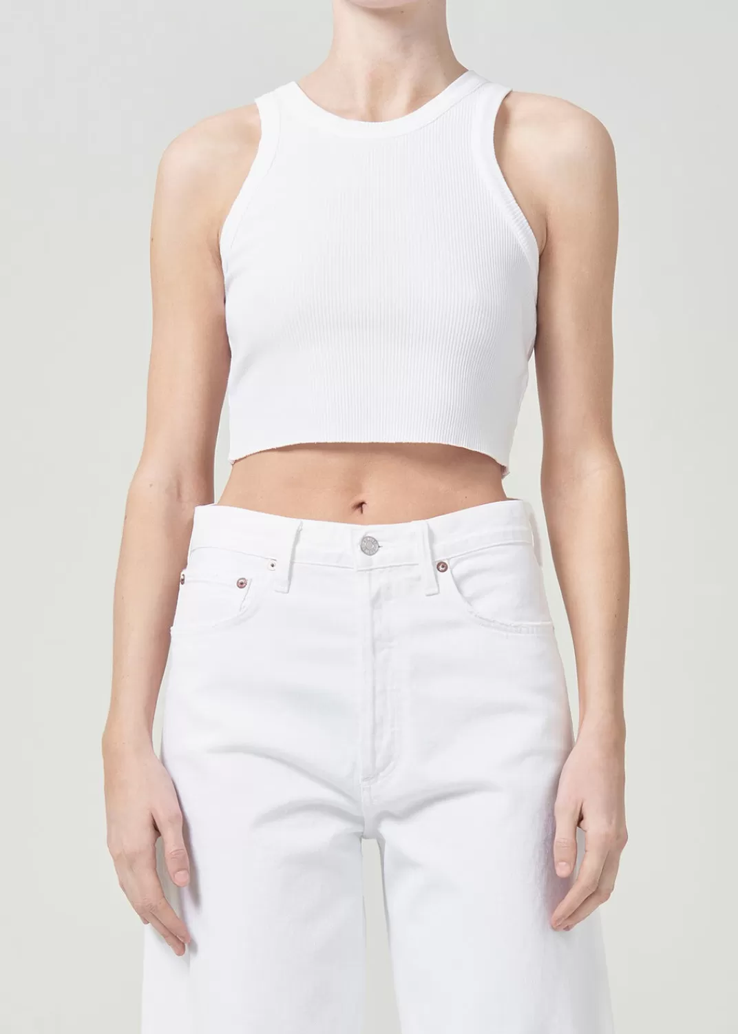 Outlet AGOLDE Cropped Bailey Tank In White