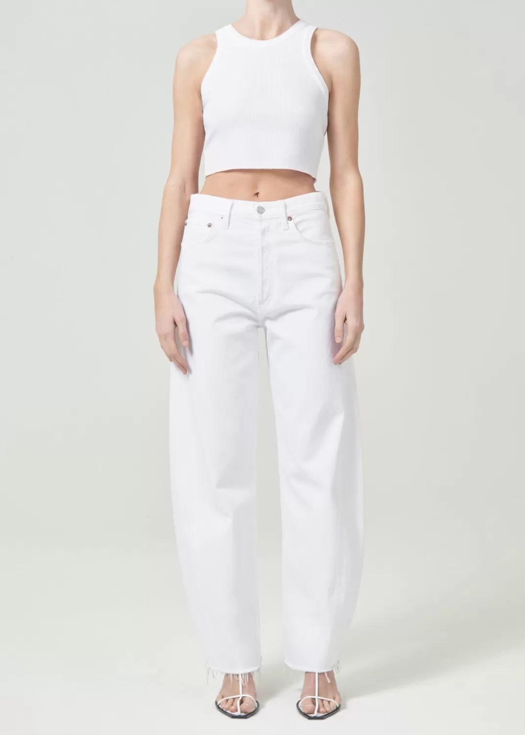 Outlet AGOLDE Cropped Bailey Tank In White