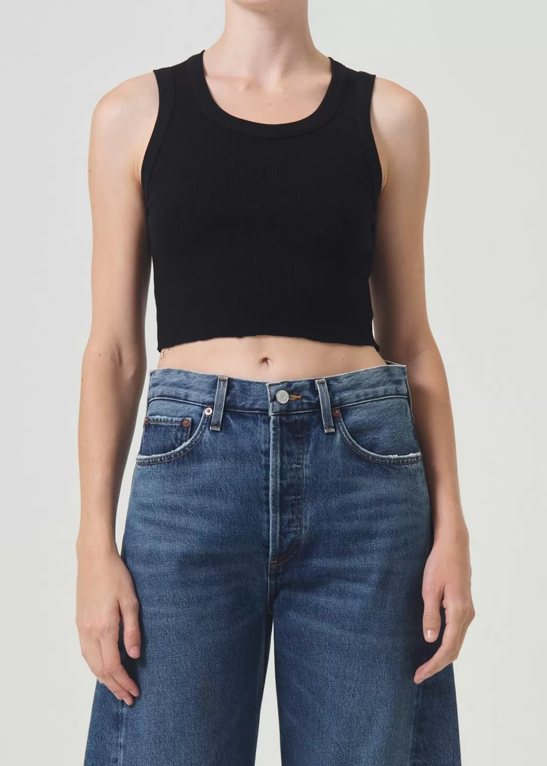 Shop AGOLDE Cropped Poppy Tank In Black