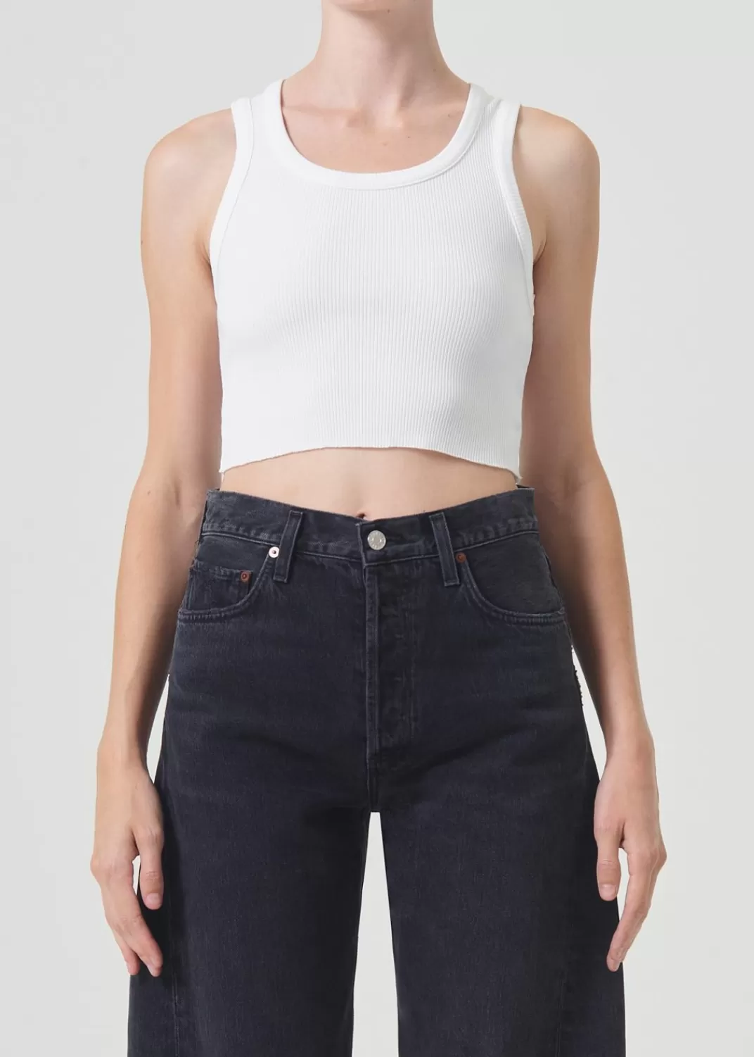 Outlet AGOLDE Cropped Poppy Tank In White