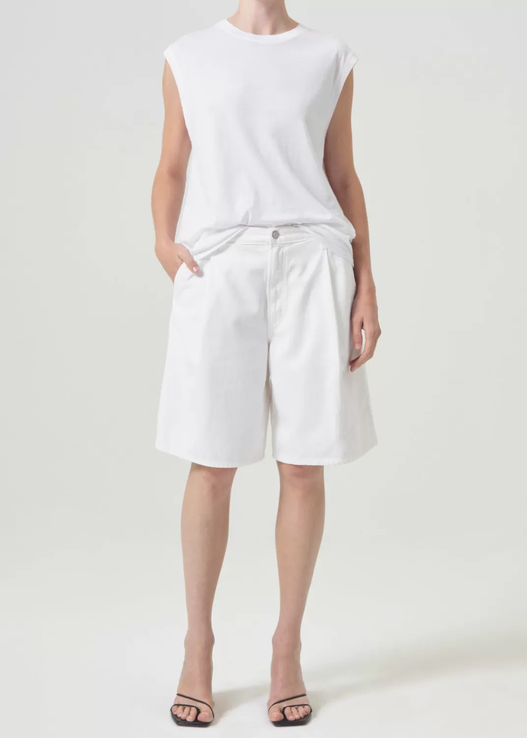 Cheap AGOLDE Ellis Trouser Short In Milkshake