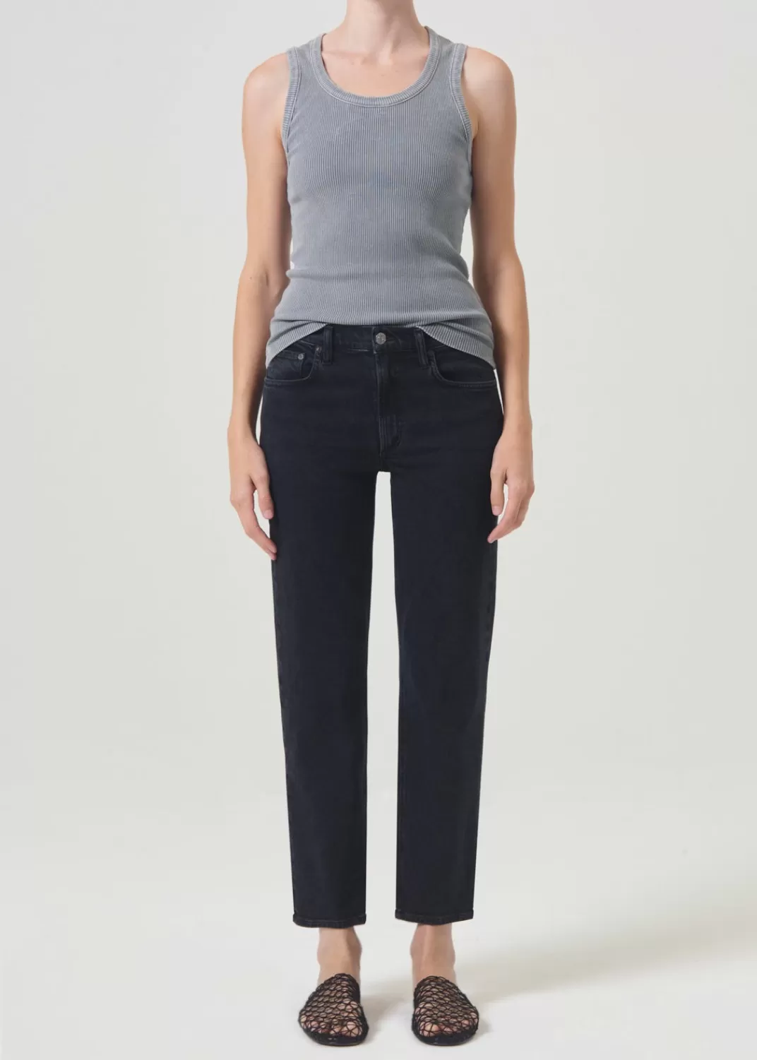 Store AGOLDE Kye Mid Rise Straight Crop (Stretch) In Pepper