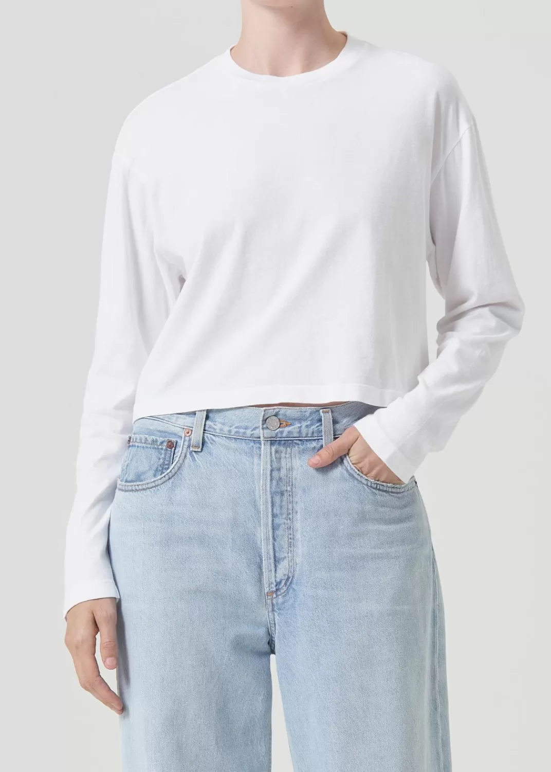 Cheap AGOLDE Mason Crop Tee In White