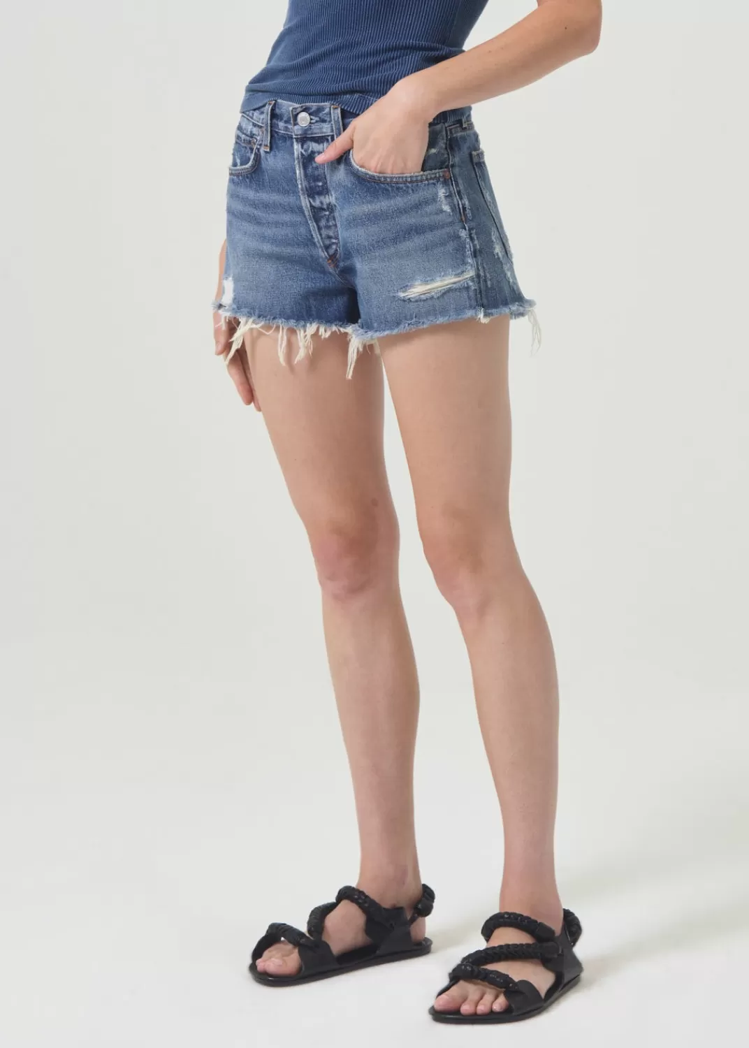 Online AGOLDE Parker Vintage Cut Off Short In Dark Swapmeet