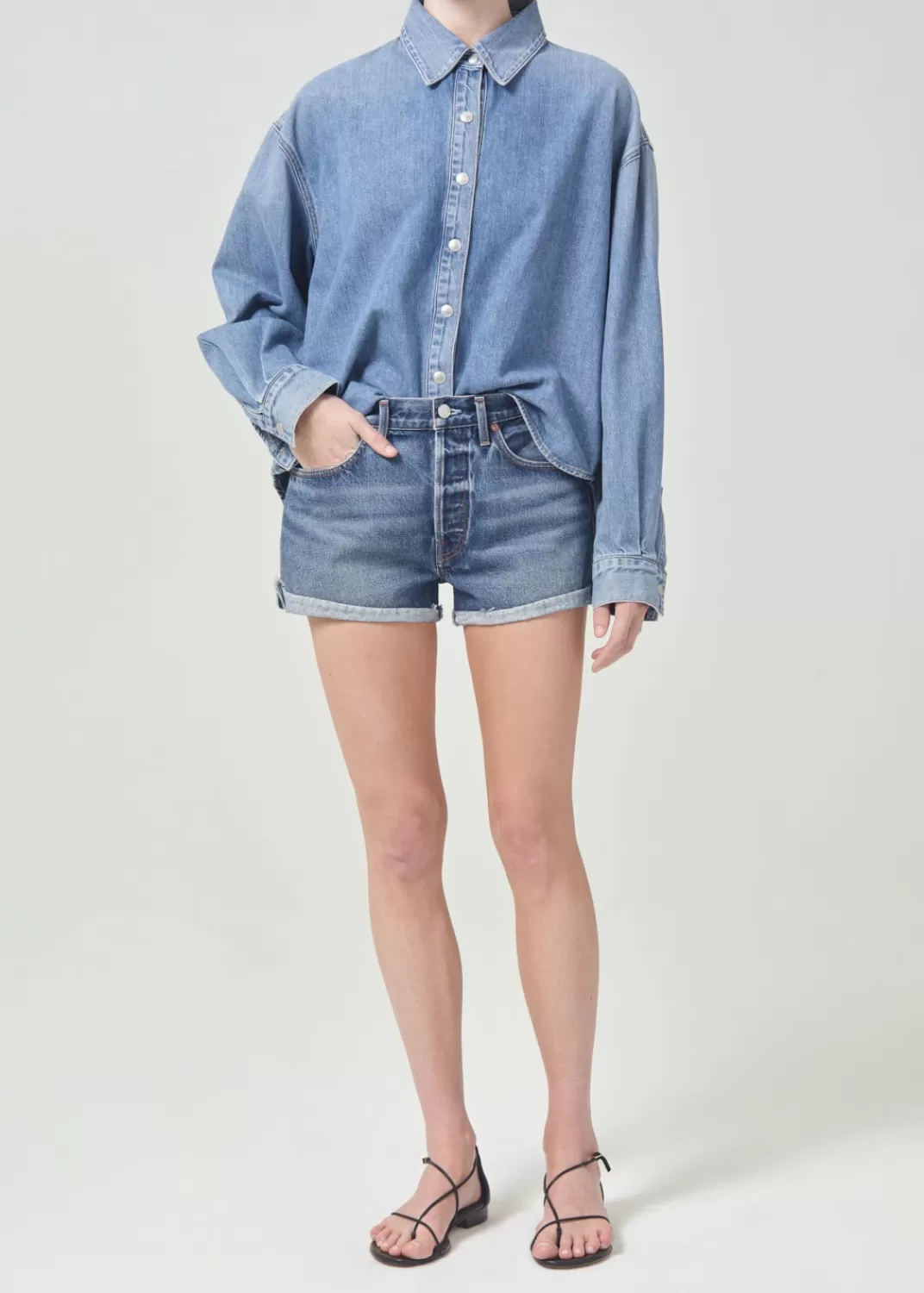 Online AGOLDE Parker Vintage Rolled Short In Ruin