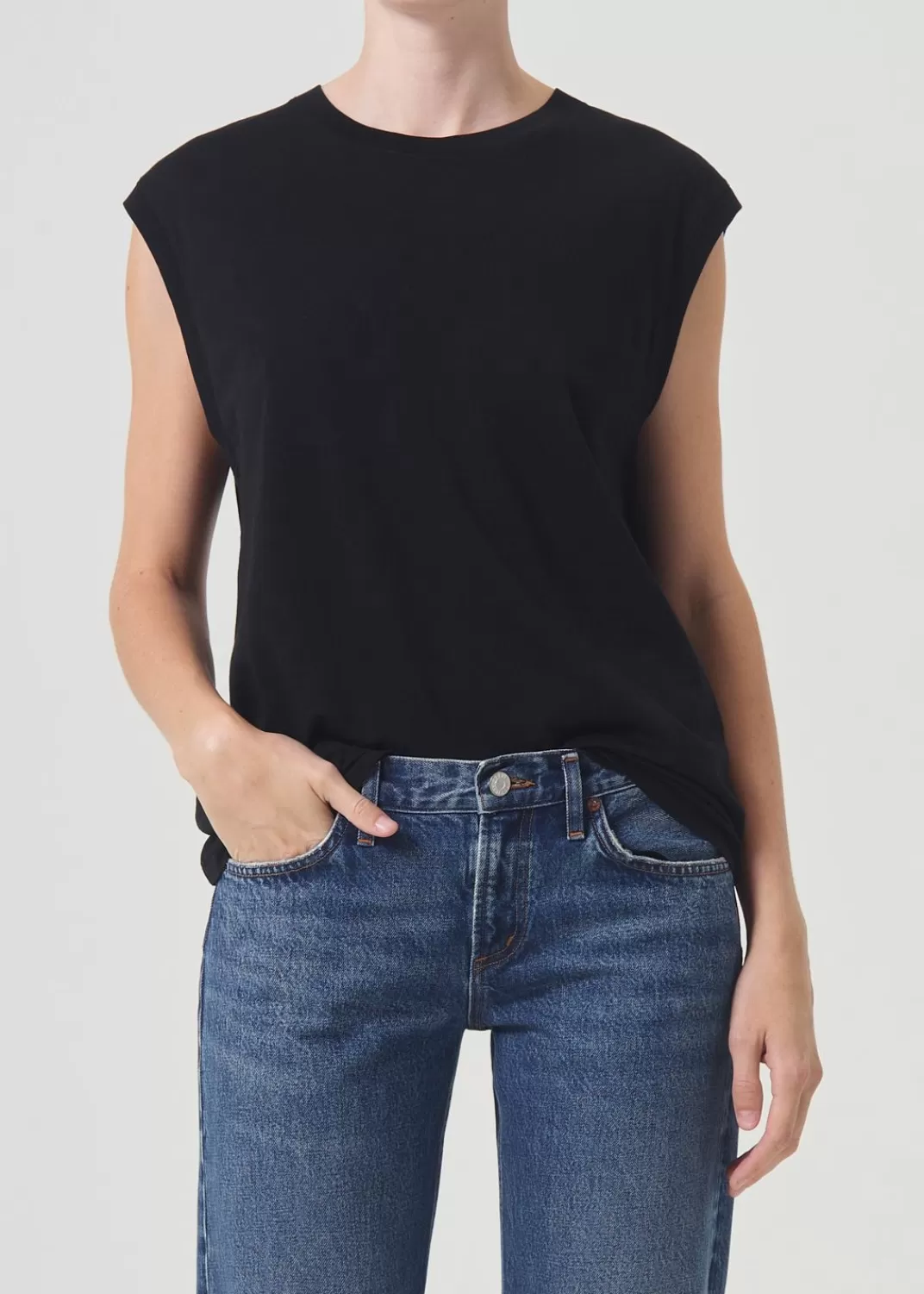 Cheap AGOLDE Raya Muscle Tee In Black