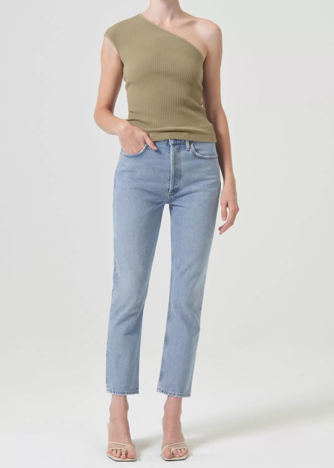 Shop AGOLDE Riley High Rise Straight Crop In Dimension