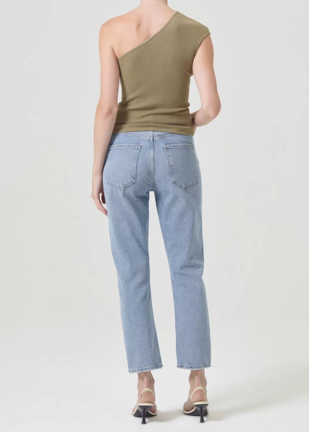 Shop AGOLDE Riley High Rise Straight Crop In Dimension