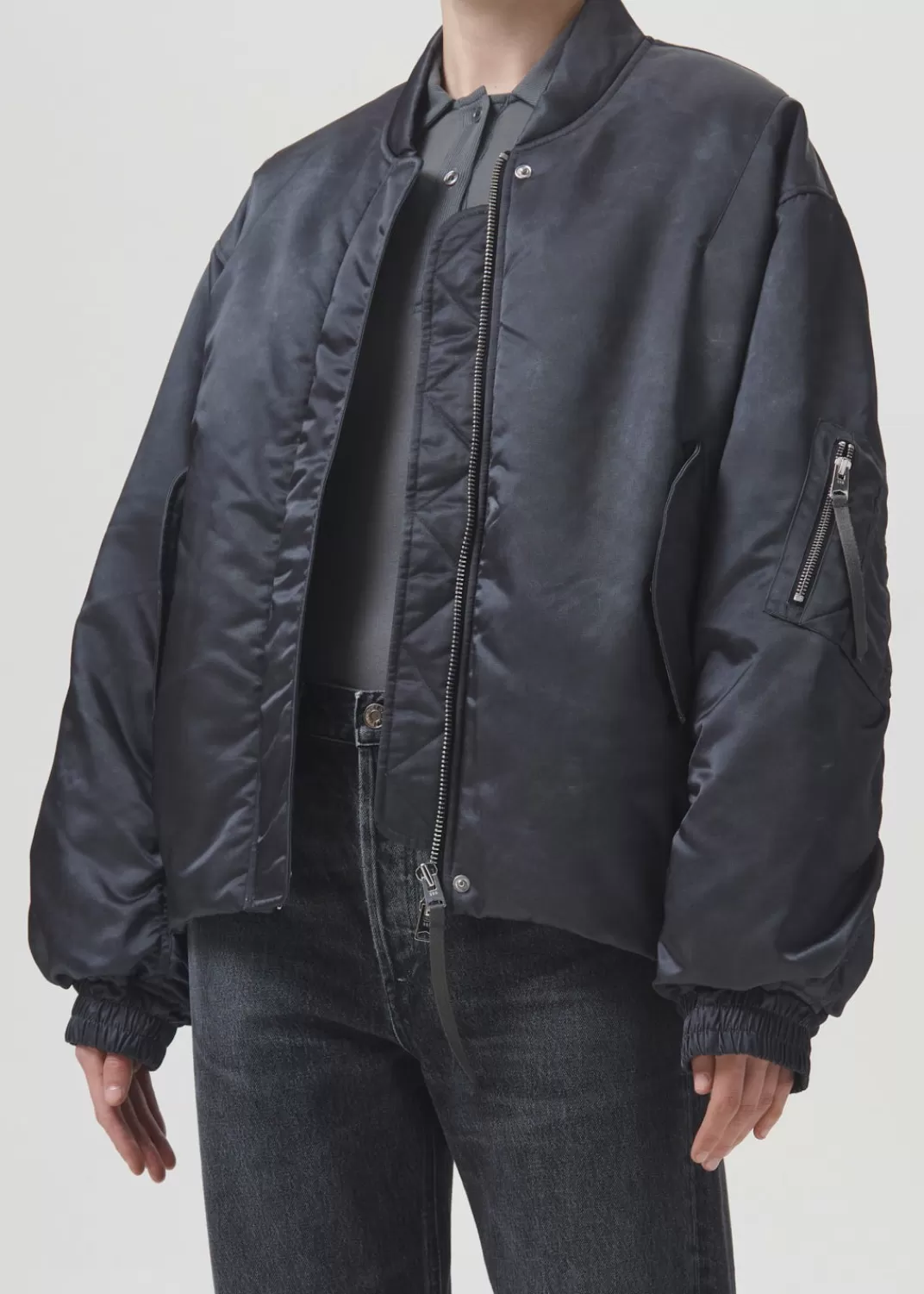 Cheap AGOLDE Shoreditch Ski Club X Nisa Bomber Jacket In Slate