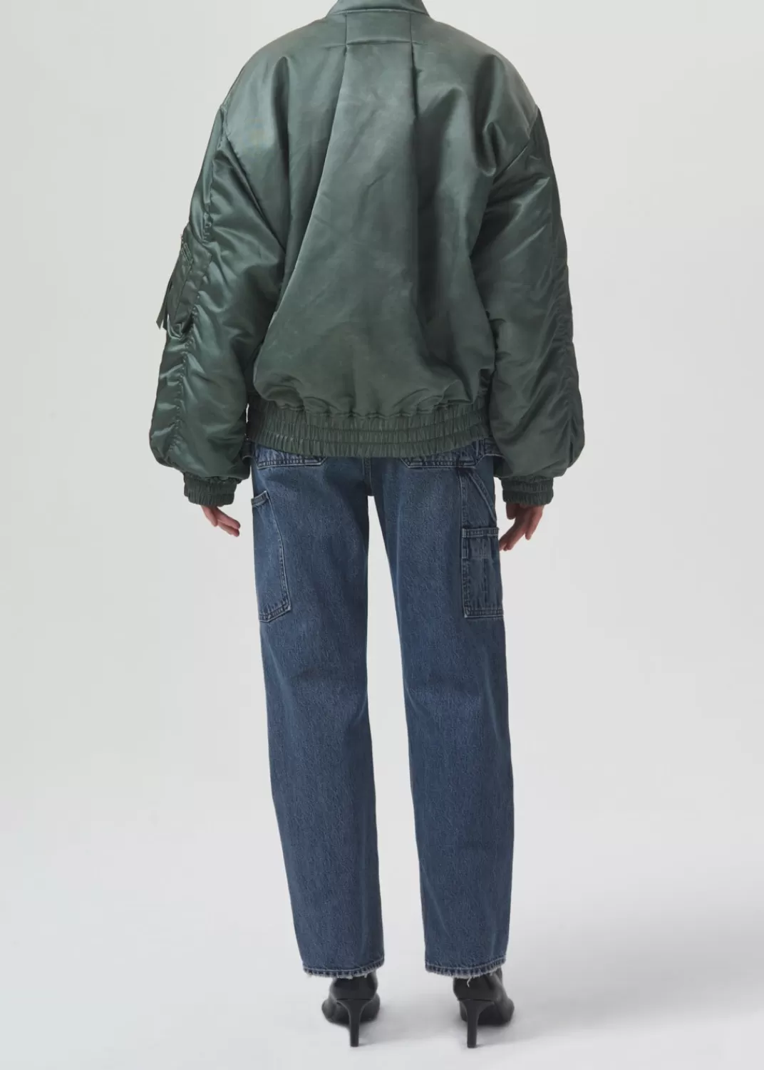 Store AGOLDE Shoreditch Ski Club X Nisa Bomber Jacket In Steel Green