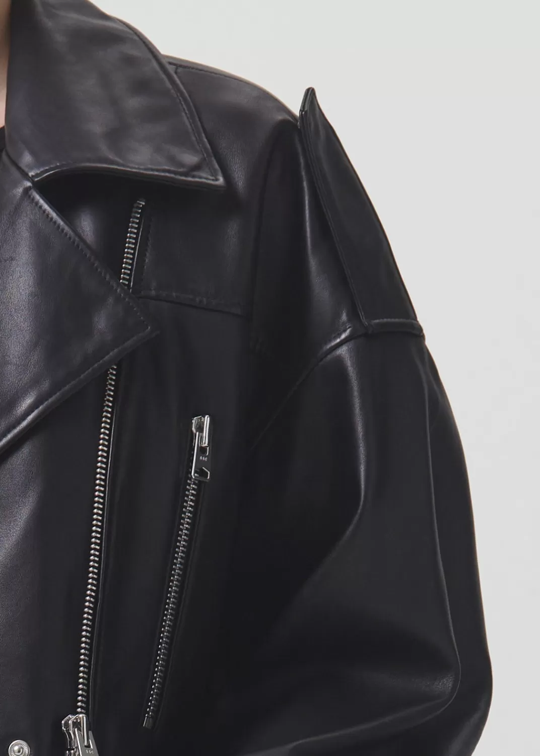 Clearance AGOLDE Shoreditch Ski Club X Remi Leather Biker Jacket In Black